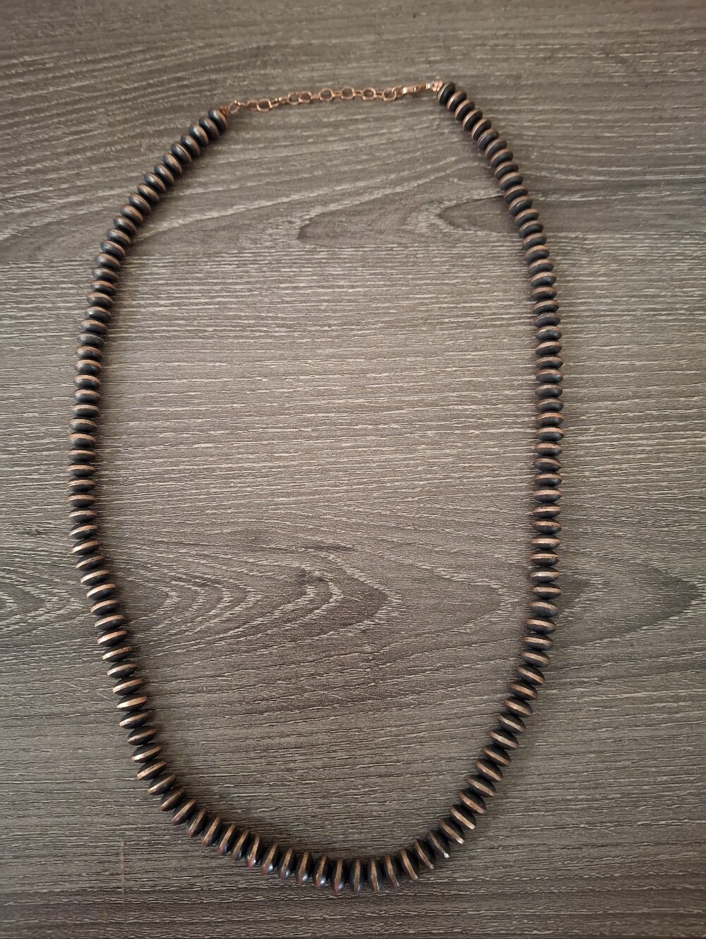 Copper Saucer Beaded Necklace 20"-22"